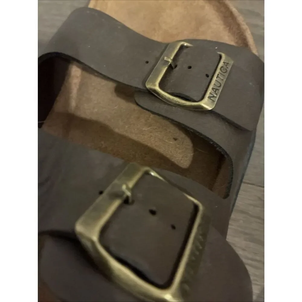 nautica mens brown slides Sandals 13